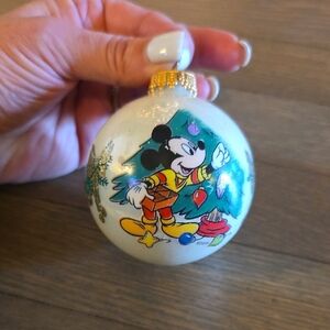 Disney Mickey Mouse Vintage Holiday Glass Ornament